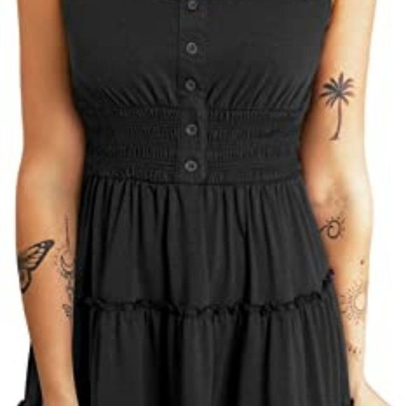 FARYSAYS Summer Dresses for Women Sleeveless Button Down Smocked Elastic Dress - Picture 6 of 7